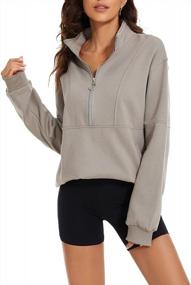 img 2 attached to MISSACTIVER Oversized Women'S Sweatshirt With 1/4 Zipper, Long Sleeves, Drop Shoulders, And Pockets - Stylish Pullover Jacket Tops