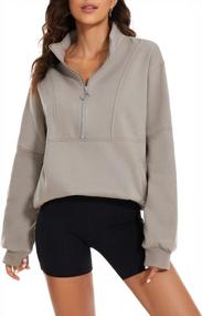 img 4 attached to MISSACTIVER Oversized Women'S Sweatshirt With 1/4 Zipper, Long Sleeves, Drop Shoulders, And Pockets - Stylish Pullover Jacket Tops