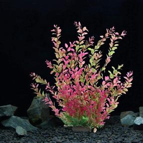 img 2 attached to 🐠 Rhodo Red 18-Inch Plastic Water Plant Aquarium Fish Tank Ornament
