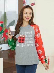 img 2 attached to Cute Christmas Coffee T-Shirt For Women - Funny Graphic Tee For Movie Nights - Crewneck Short/Long Sleeve Top With Cocoa Theme