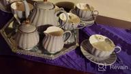img 1 attached to Amazingware Porcelain Tea Set - Tea Cup And Saucer Set Service For 6, With 28 Ounces Teapot Sugar Bowl Cream Pitcher Teaspoons And Tea Strainer - For Thanksgiving - Pumpkin Fluted Shape, Dark Green review by Melissa Lewis