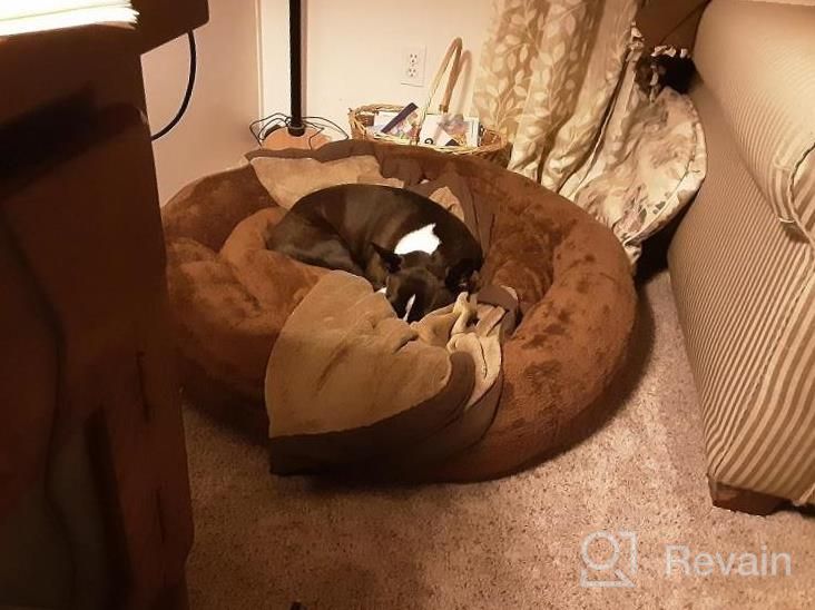img 1 attached to Bessie And Barnie Snuggle Dog Bed - Extra Plush Fabric Dog Bean Bag Bed - Reversible Circle Dog Bed - Machine Washable Donut Dog Bed - Calming Dog Bed - Multiple Sizes & Colors Available review by Bridgett Walls