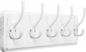 img 4 attached to WEBI Coat Rack Wall Mounted,Wood Coat Hooks Wall Mounted,16’’ Hole To Hole,Large Coat Hanger Wall Hook Rack,5 Hooks For Hanging Coats,Hats,Jacket,Clothes,Rustic White