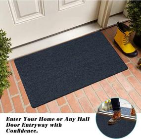img 3 attached to Non-Slip Front Door Welcome Mat, 17”X32” Low-Profile Loop Pile Doormat For Indoor And Outdoor Use, Dark Grey Entry Rug And Shoe Mat For Home