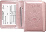 rose gold acdream passport & vaccine card holder - rfid blocking travel documents organizer protector logo