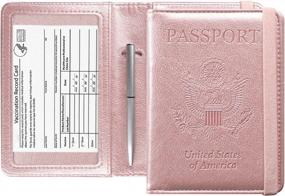 img 4 attached to Rose Gold ACdream Passport & Vaccine Card Holder - RFID Blocking Travel Documents Organizer Protector