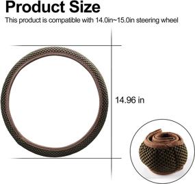img 3 attached to 🚗 Car Stretch Elastic Steering Wheel Cover - Stylish Car Interior Accessories for Women & Men - Cute Western Steering Wheel Buddy - Breathable Microfiber Ice Silk - Anti-Slip, Odorless, Easy to Carry - Brown