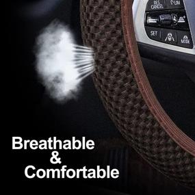 img 2 attached to 🚗 Car Stretch Elastic Steering Wheel Cover - Stylish Car Interior Accessories for Women & Men - Cute Western Steering Wheel Buddy - Breathable Microfiber Ice Silk - Anti-Slip, Odorless, Easy to Carry - Brown