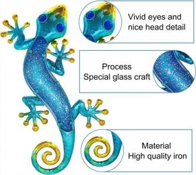 img 2 attached to 2-Piece Metal Gecko Outdoor Wall Decor - 15.2 Inches, Garden Art Hanging Glass Decoration For Patio Or Fence