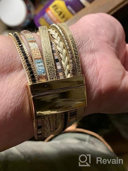 img 1 attached to Vercret Leather Wrap Bracelet For Women - Multi-Layer Bracelets With Magnetic Clasp Bangle Cuff Stacked Bracelet For Lady And Mother review by Leo Black