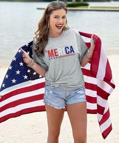 img 3 attached to Women'S Patriotic T-Shirt: Short Sleeve American Flag Tee For 4Th Of July Celebrations And More
