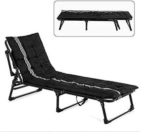 img 1 attached to Mecor Portable Folding Chaise Lounge Chair With Pillow And Mattress,Camping Cot, Adjustable Patio Recliner For Garden Beach Outdoor/Indoor (Black)