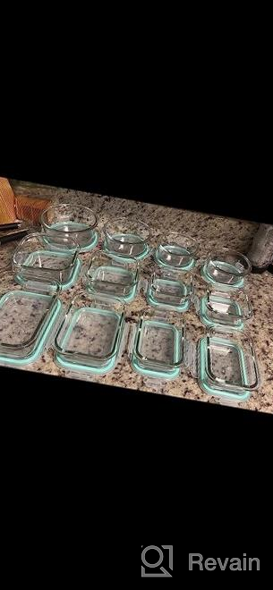 img 1 attached to Bayco Glass Food Storage Containers With Lids - 24 Piece Set | Airtight Glass Lunch Bento Boxes For Meal Prep | Leak-Proof & BPA-Free | Blue Color review by Brian Sitton