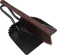 🧹 dustpan and brush set – heavy duty metal handheld angled dust pan with whisk broom wood mini broom and small dustpan - ideal for sofa, pet, car, desk, keyboard, household cleaning logo