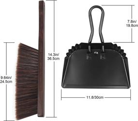 img 3 attached to 🧹 Dustpan and Brush Set – Heavy Duty Metal Handheld Angled Dust Pan with Whisk Broom Wood Mini Broom and Small Dustpan - Ideal for Sofa, Pet, Car, Desk, Keyboard, Household Cleaning