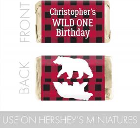 img 1 attached to Buffalo Plaid Lumberjack Mini Candy Bar Labels - 45 Personalized Stickers
