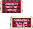 buffalo plaid lumberjack mini candy bar labels - 45 personalized stickers logo