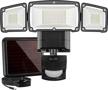 super bright solar motion sensor lights with adjustable heads for outdoor security lighting - ameritop 1600lm led with wide angle illumination and ip65 waterproofing in black logo