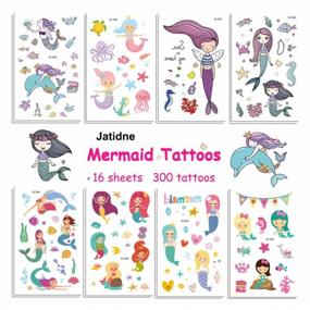 img 4 attached to 300 Waterproof Mermaid Scale Temporary Tattoos - 16 Sheets Pack, Perfect Birthday Party Favors For Kids Under The Sea/Mermaid Theme!