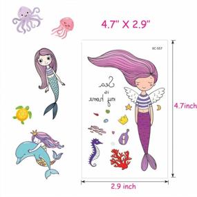 img 3 attached to 300 Waterproof Mermaid Scale Temporary Tattoos - 16 Sheets Pack, Perfect Birthday Party Favors For Kids Under The Sea/Mermaid Theme!