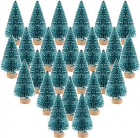 img 4 attached to 24Pcs KUUQA Mini Sisal Trees: рождественские украшения для настольных моделей и снежные украшения Diorama