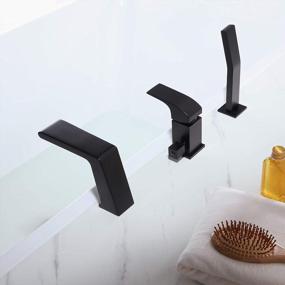 img 2 attached to BULUXE Waterfall Tub Filler Faucet With Hand-Held Shower. Widespread Bath Tub Faucet Set, Deck Mount 3-Holes Single-Handle Faucet Modern In Matte Black