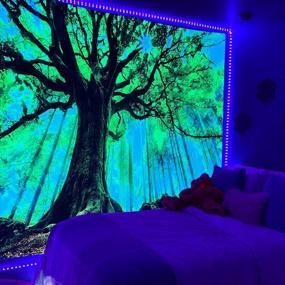 img 1 attached to Nature Forest Tree Of Life Wall Tapestry, UV Reactive Landscape Green Thick Tapestries For Bedroom Living Room Dorm Decor - 59.1" X 80