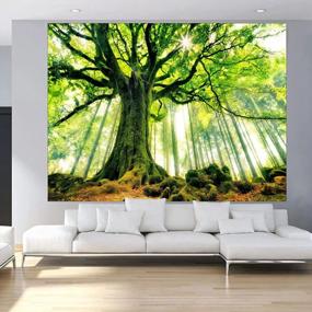 img 3 attached to Nature Forest Tree Of Life Wall Tapestry, UV Reactive Landscape Green Thick Tapestries For Bedroom Living Room Dorm Decor - 59.1" X 80