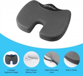 img 3 attached to Orthopedic Seat Cushion Pillow With Memory Foam And Washable Cover - Ideal For Office, Car Seats, And Wheelchairs - Relieves Tailbone, Sciatica, And Back Pain - Gray U-Shaped Design