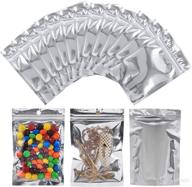 circloophs 100-pack large mylar bags for food storage - 1 quart stand up in bulk, 7x10, resealable, smell proof aluminum foil bags with clear window and zip-lock - edible packaging, 100ct логотип