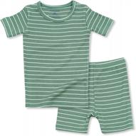 пижамный комплект snug fit в полоску для маленьких мальчиков и девочек - avauma ребристая одежда для сна для удобной повседневной носки логотип