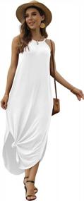 img 3 attached to GRECERELLE Women'S Loose Casual Sundress Halter Sleeveless Long Dress Side Slit Maxi Dresses