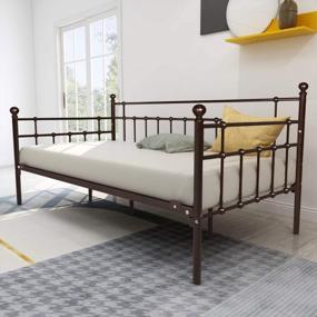 img 3 attached to Twin Metal Daybed Frame Platform Base Box Spring Replacement Bed Sofa For Living Room Guest Room Dark Copper