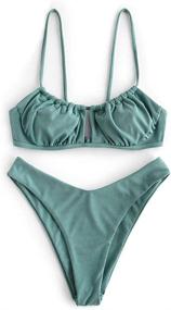 img 4 attached to ZAFUL Elastic Bandeau Swimsuit W Green Women's Clothing ~ Swimsuits & Cover Ups