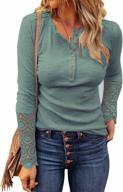 lolong women's casual button up henley tunic top - ribbed slim fit blouse with short/long sleeves for versatile styling logo