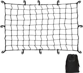 img 4 attached to High Elastic Motorcycle Mesh Storage Organizer - Kayphyeo Cargo Net Bungee Trunk with 12 ABS Universal Hooks and Storage Bag - Ideal for Universal Car Accessories, Travel Luggage Net