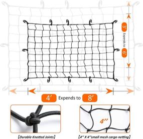 img 3 attached to High Elastic Motorcycle Mesh Storage Organizer - Kayphyeo Cargo Net Bungee Trunk with 12 ABS Universal Hooks and Storage Bag - Ideal for Universal Car Accessories, Travel Luggage Net