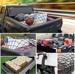 img 1 attached to High Elastic Motorcycle Mesh Storage Organizer - Kayphyeo Cargo Net Bungee Trunk with 12 ABS Universal Hooks and Storage Bag - Ideal for Universal Car Accessories, Travel Luggage Net