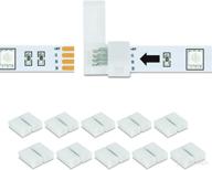 10-pack led strip connector – 4 pin, 10mm 💡 gapless adapter for smd 5050 rgb led light strip kit logo