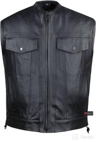 img 2 attached to 🏍️ Premium SOA Motorcycle Sons of Anarchy Leather Biker Vest with Open Collar and Armor