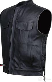 img 4 attached to 🏍️ Premium SOA Motorcycle Sons of Anarchy Leather Biker Vest with Open Collar and Armor