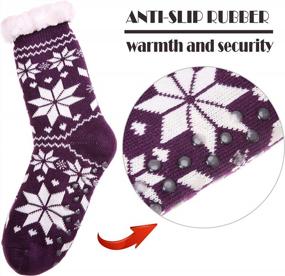 img 1 attached to Winter Warm Fuzzy Slipper Socks For Women With Non-Slip Soles, Soft Cozy Fleece Lining, And Fluffy Texture For Ultimate Comfort At Home