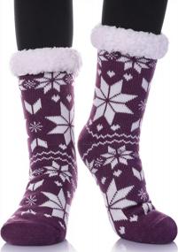 img 4 attached to Winter Warm Fuzzy Slipper Socks For Women With Non-Slip Soles, Soft Cozy Fleece Lining, And Fluffy Texture For Ultimate Comfort At Home