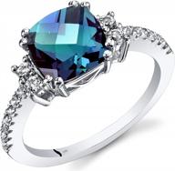 stunning color changing alexandrite ring for women in 14k white gold - 2.78 carats with genuine white topaz and comfort fit - available in sizes 5 to 9 logo