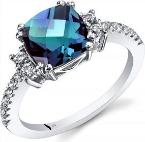 img 4 attached to Stunning Color Changing Alexandrite Ring For Women In 14K White Gold - 2.78 Carats With Genuine White Topaz And Comfort Fit - Available In Sizes 5 To 9