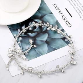 img 3 attached to Add Sparkle To Your Wedding Look With Edary'S Crystal Hair Vine Headpiece In Elegant Silver