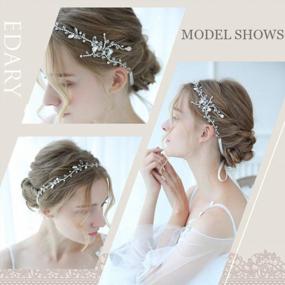 img 2 attached to Add Sparkle To Your Wedding Look With Edary'S Crystal Hair Vine Headpiece In Elegant Silver