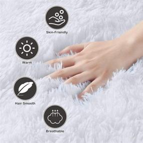 img 2 attached to 🔘 YOH Super Soft Round Shaggy Rugs for Girls Bedroom, 5x5 Feet White Circle Carpet for Teens Rooms, Fuzzy Plush Area Rug Cute Baby Nursery Room Decor