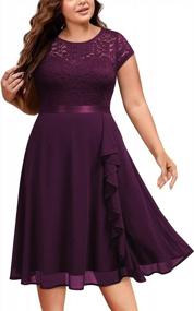 img 4 attached to Miusol Women'S Plus Size Ruffle Floral Lace Contrast Chiffon Formal Bridesmaid Party A-Line Cocktail Dress