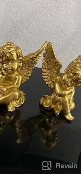 img 1 attached to OwMell Kneeling Praying Cherubs Statue, Resin Baby Angel Figurine, Wings Angel Statue Memorial Cherub Sculpture For Home Decoration 6.3 Inch review by John Camelio